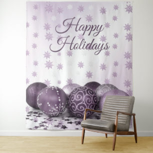 Tenture Fête de Noël Pink Purple Orament Snowflakes