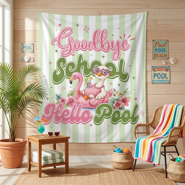 Tenture Fête de Piscine Bonjour Bandes Vertes (Créateur téléchargé)