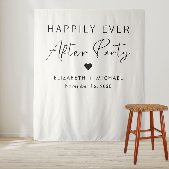 Tenture Fête de réception de mariage Cream Happily Ever Af (Créateur téléchargé)