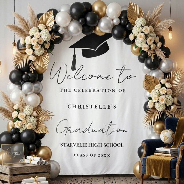 Tenture Fête de remise des diplômes en écriture cursive mo (Créateur téléchargé)