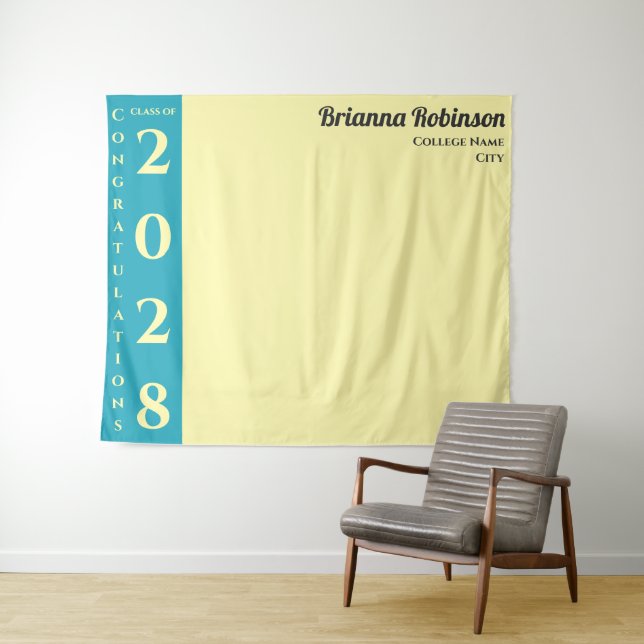 Tenture Fête de remise des diplômes moderne jaune doux (En situation (horizontale))