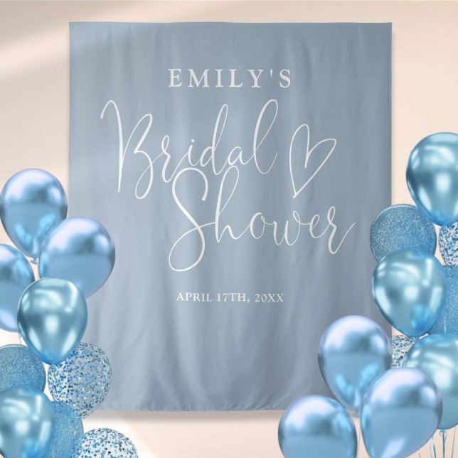 Tenture Fête des mariées bleu foncé - fond photo (Dusty Blue Bridal Shower Photo Backdrop)