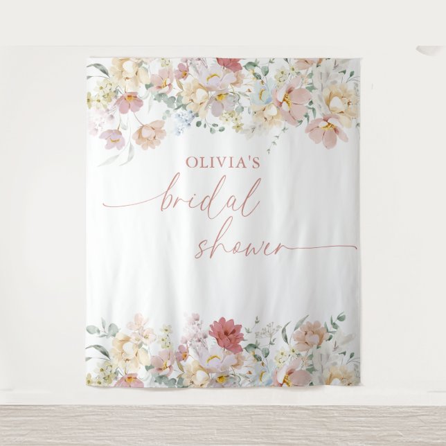 Tenture Fête des mariées Boho Moderne FloralArrière-plan T (Devant)