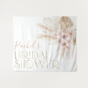 Tenture Fête des mariées florale Boho rose fond