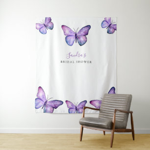 Tenture Fête des mariées papillon fond minimaliste violet