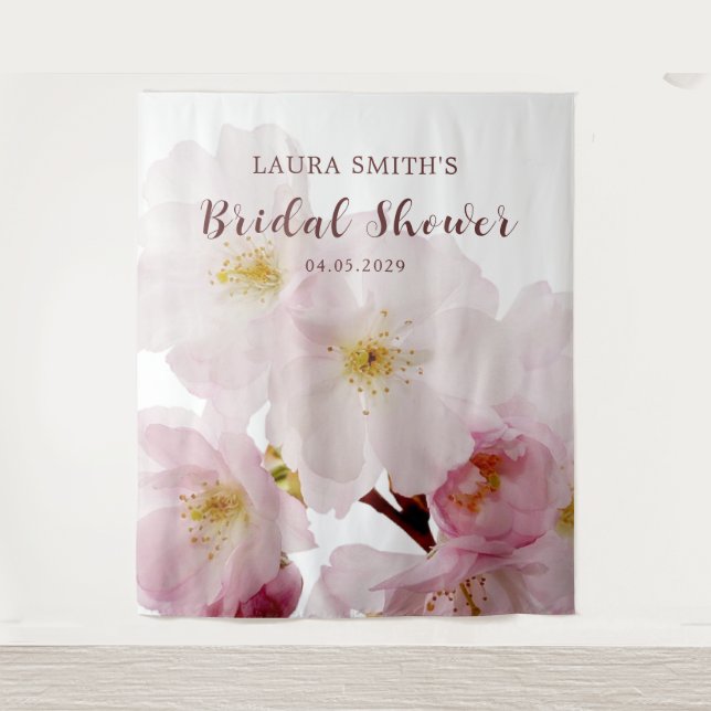 Tenture Fête des mariées Romantique Blush Rose Cherry Blos (Devant)