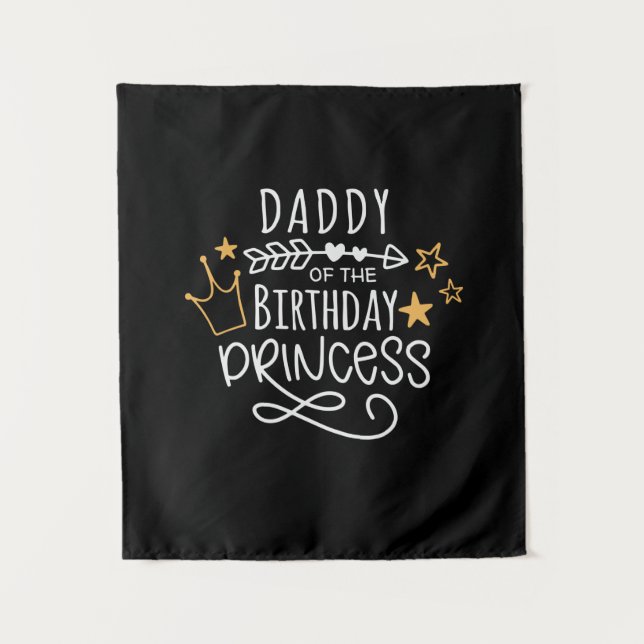 Tenture Fête des Pères Papa de la Princesse d'Anniversaire (Devant)