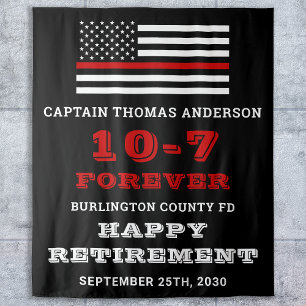 Tenture Fête des pompiers Mince ligne rouge Bonne retraite