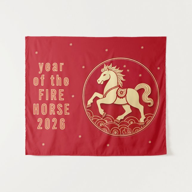 Tenture Fête du Nouvel An chinois 2026, année du Cheval (Devant (Horizontal))