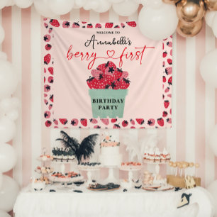 Tenture Fête du premier anniversaire de Berry à la fraise