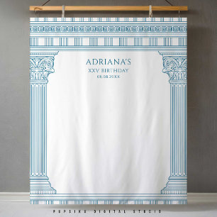 Tenture Fête élégante en toge avec colonnes de temple bleu