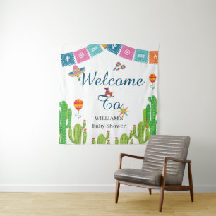Tenture Fête Mexicaine Colorée de Cactus pour Baby Shower