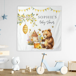 Tenture Fête Prénatale Ourson Mignon Abeille à Miel