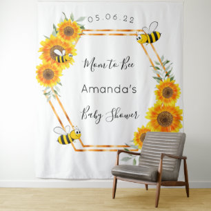 Tenture Fête prénatale tournesols Maman à abeille genre ne