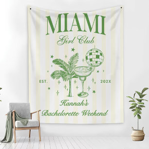 Tenture Fête rétro moderne verte et jaune Miami Bach