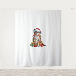 Tenture Feu de Noël Santa Hat Anglais Berger Chien Chris