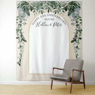 Tenture Feuillage aquarelle beige avec fond de voûte moder