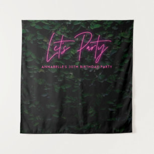 Tenture Feuillage vert moderne fille rose néon Faisons la