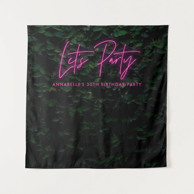 Tenture Feuillage vert moderne fille rose néon Faisons la  (Devant)