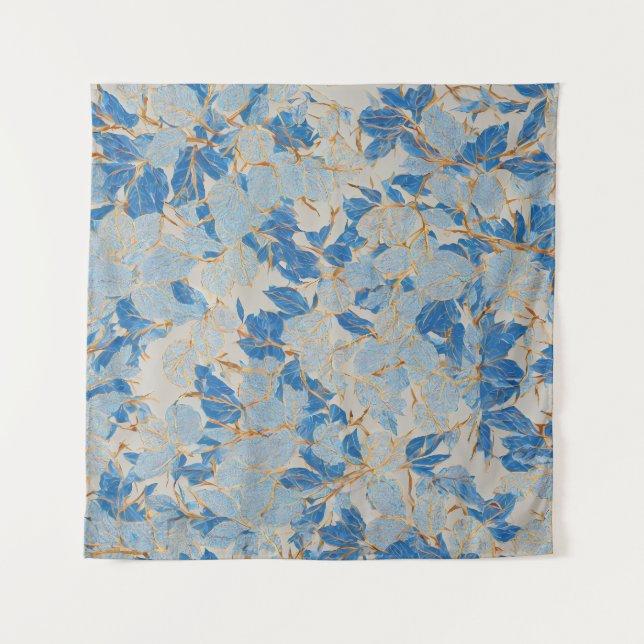 Tenture Feuille d'or bleue (Devant)