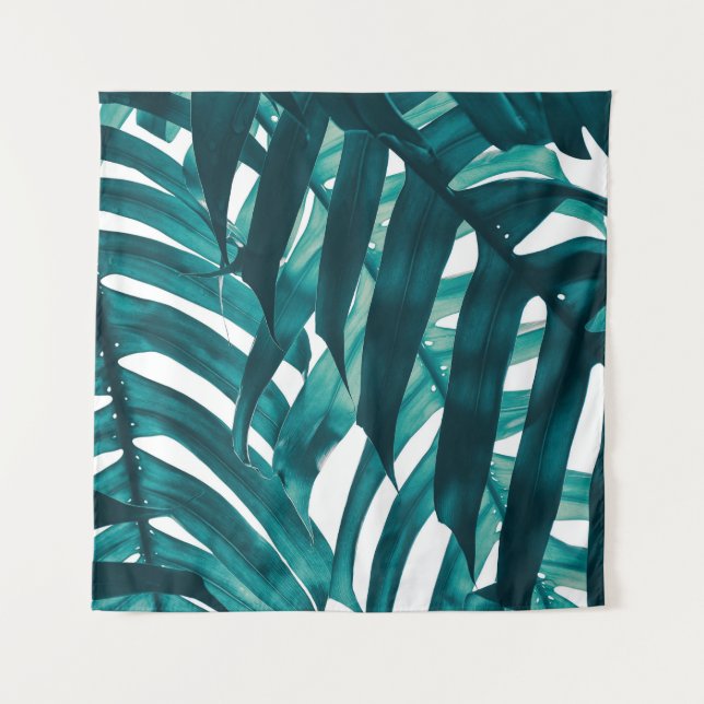 Tenture feuille tropicale, bande de feuillage exotique en  (Devant)
