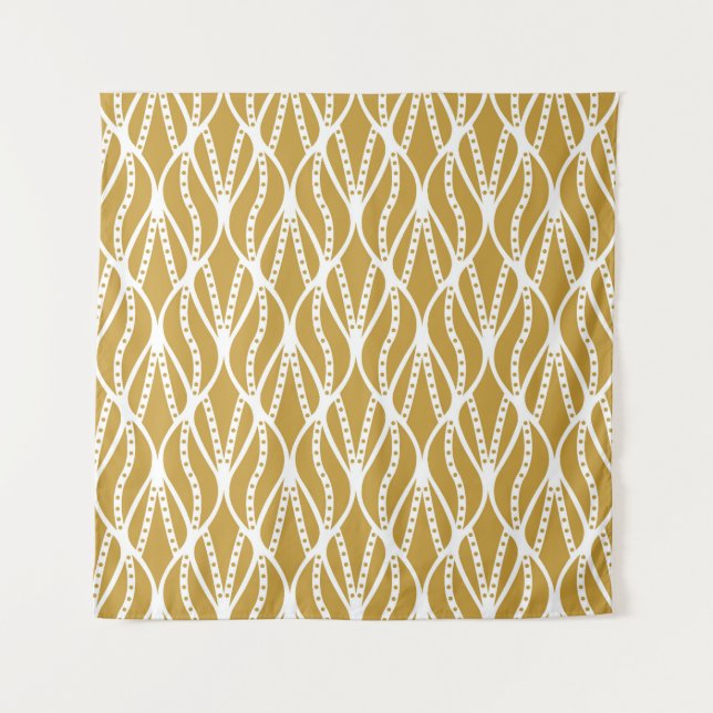 Tenture Feuilles Art Déco, motif classique sans couture. (Devant)