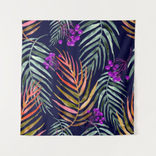 Tenture Feuilles d'aquarelle tropicale, éclaboussure abstr