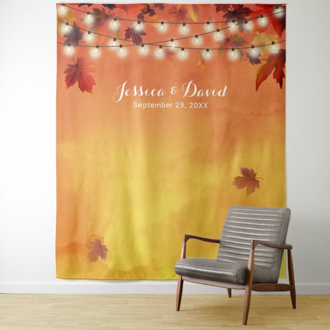 Tenture Feuilles d'automne à l'aquarelle Élégant mariage d (En situation)
