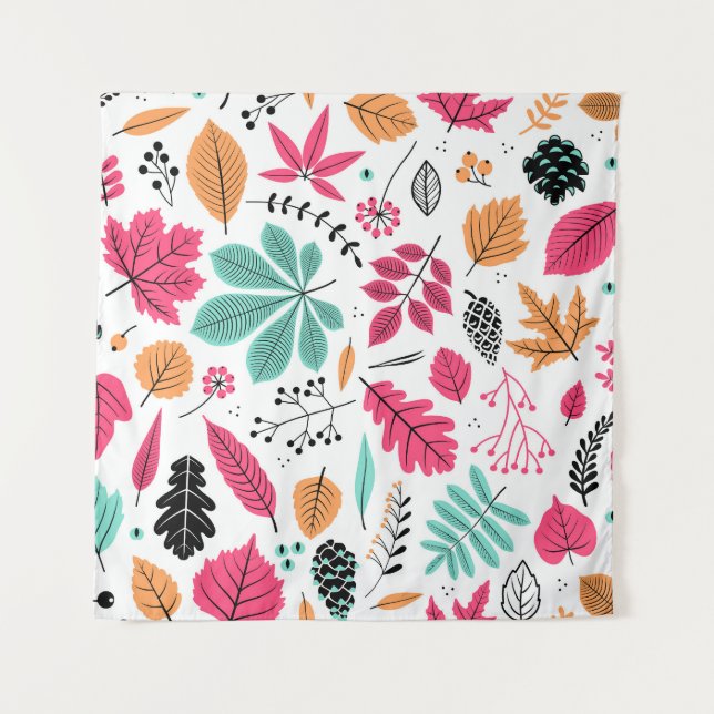 Tenture Feuilles d'automne Abstrait Motif sans fil (Devant)