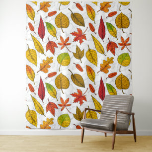 Tenture Feuilles d'automne en blanc