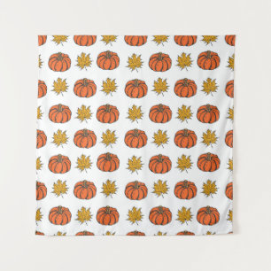 Tenture Feuilles d'automne : Motif Citrouille à main