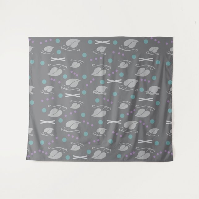 Tenture Feuilles d'automne Motif Gris coloré (Devant (Horizontal))