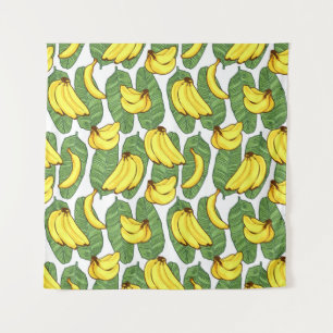 Tenture Feuilles de bananes : Motif de fruits tropicaux