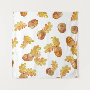 Tenture Feuilles de chêne d'automne : motif coloré.