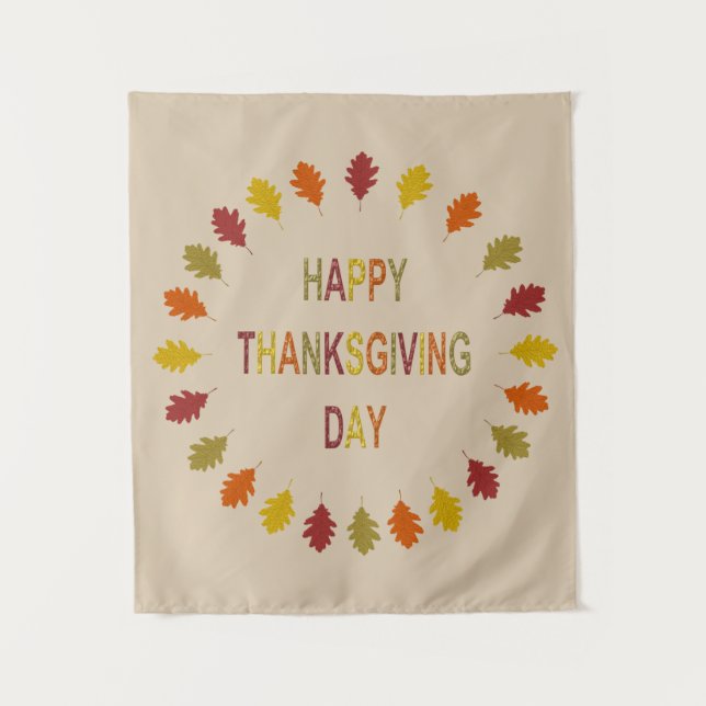 Tenture Feuilles de chêne de Thanksgiving (Devant)