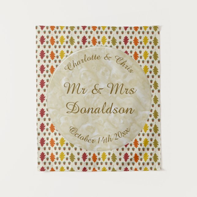 Tenture Feuilles de chêne et glands tombent Mariage automn (Devant)