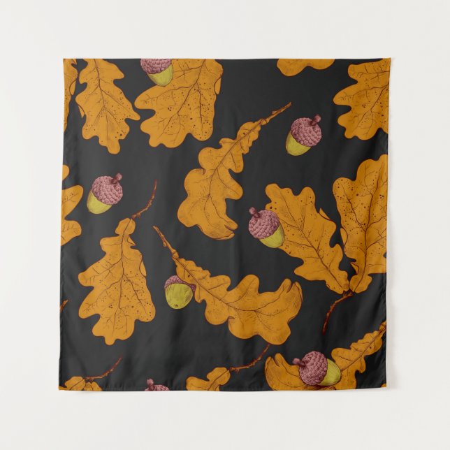 Tenture Feuilles de chêne sec et glands. Pat sans soudure  (Devant)