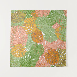 Tenture Feuilles de monstère tropicale, coloré et transpar