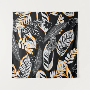 Tenture Feuilles de nuit tropicaux foncé et sans feuillage