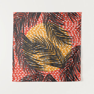 Tenture Feuilles de palmier noir, traits sans soudure