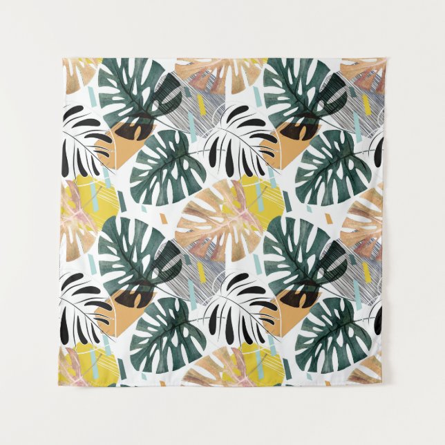 Tenture Feuilles de palmiers tropicaux : éléments décorati (Devant)