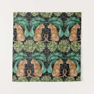 Tenture Feuilles de tigres : Aquarelle Jungle sans joint.