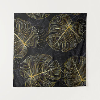 Tenture Feuilles dorées de monstera, florale romantique sa