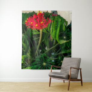 Tenture Feuilles et fleurs de plante de corail