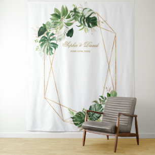 Tenture Feuilles Tropicales Luxuriantes Cadre Doré Accesso