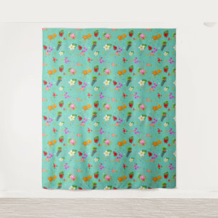 Tenture Feuilles tropicaux en Turquoise