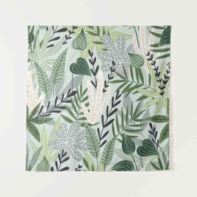 Tenture Feuilles tropicaux : impression Vintage à main. (Devant)