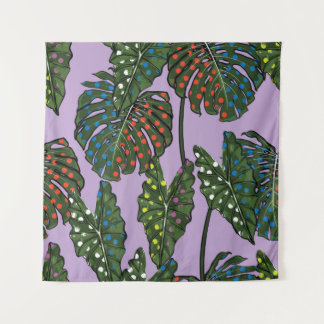 Tenture Feuilles tropicaux motif continu sur pop coloré a