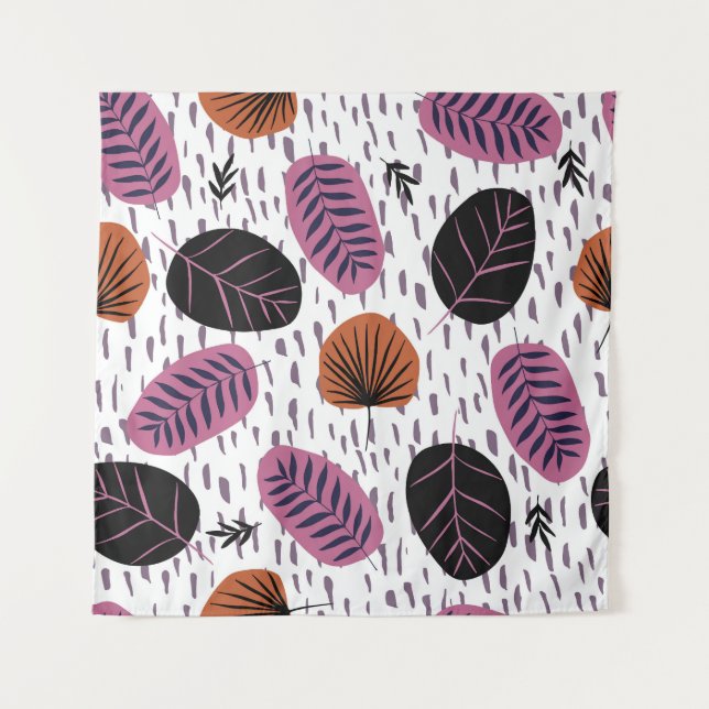 Tenture Feuilles tropicaux, motif sans couture branché. (Devant)