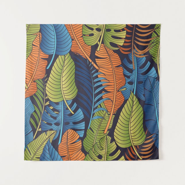 Tenture Feuilles tropicaux, motif sans couture fleurie. (Devant)